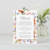 Colorful Watercolor Wildflowers Wedding Details エンクロージャーカード (スタンド正面)