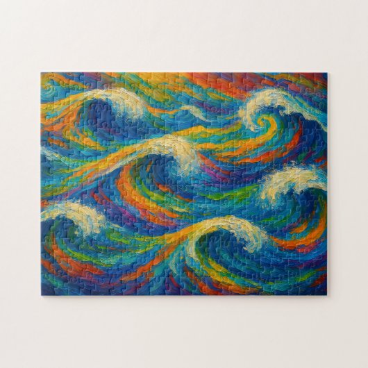 Colorful Waves Texture Painting ジグソーパズル (横)