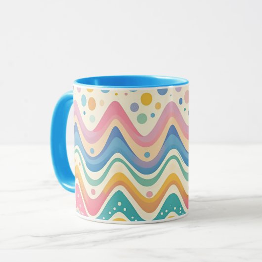 Colorful Wavy Chevron Zigzag Pattern マグカップ (正面左)