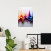 Colorful Wavy Gradient Lines Abstract Art ポスター (ホームオフィス)