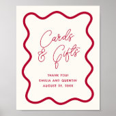 Colorful Wavy Retro Wedding Cards & Gifts Sign ポスター (正面)