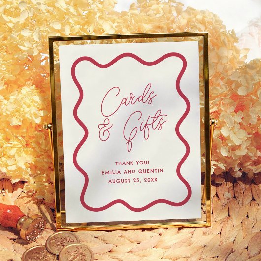 Colorful Wavy Retro Wedding Cards & Gifts Sign ポスター