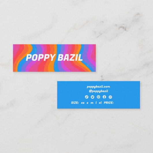 Colorful Wavy Stripes Rainbow CUSTOM Hang Tag スキニー名刺 (正面/裏面)