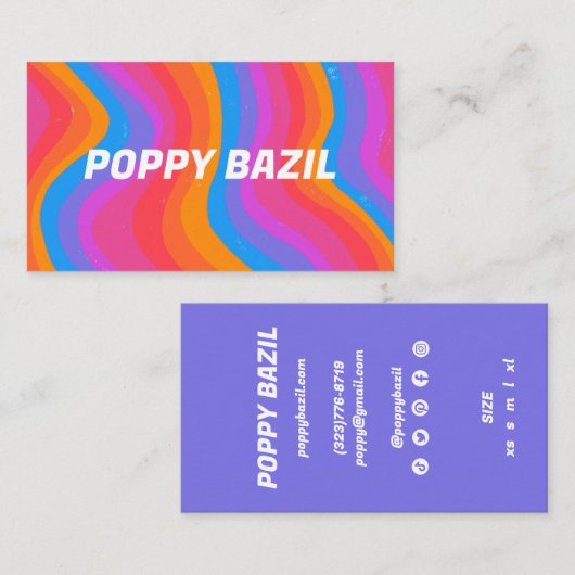 Colorful Wavy Stripes Rainbow CUSTOM Hang Tag 名刺 (正面/裏面)