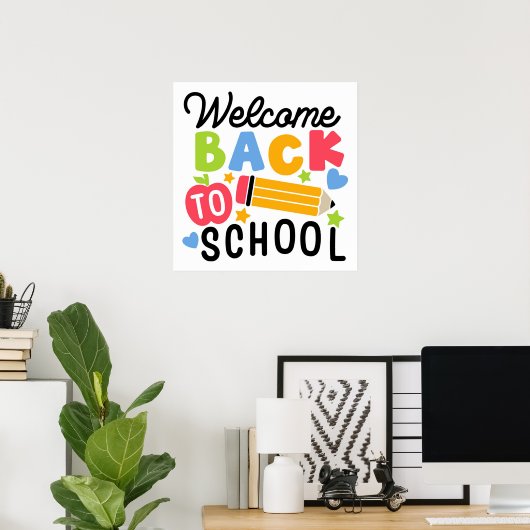 Colorful Welcome Back to School Design ポスター (ホームオフィス)