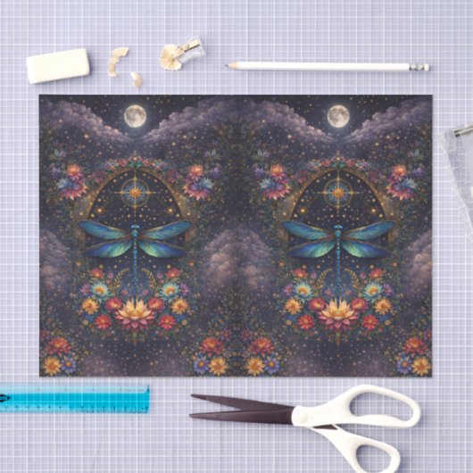 Colorful Whimsical Boho Dragonfly Decoupage 薄葉紙 (クラフト)