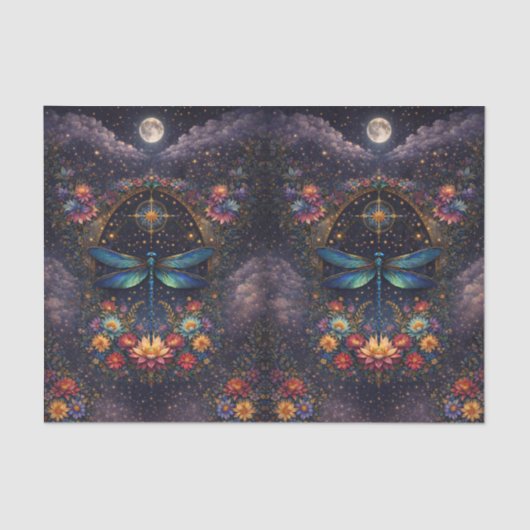 Colorful Whimsical Boho Dragonfly Decoupage 薄葉紙 (正面)