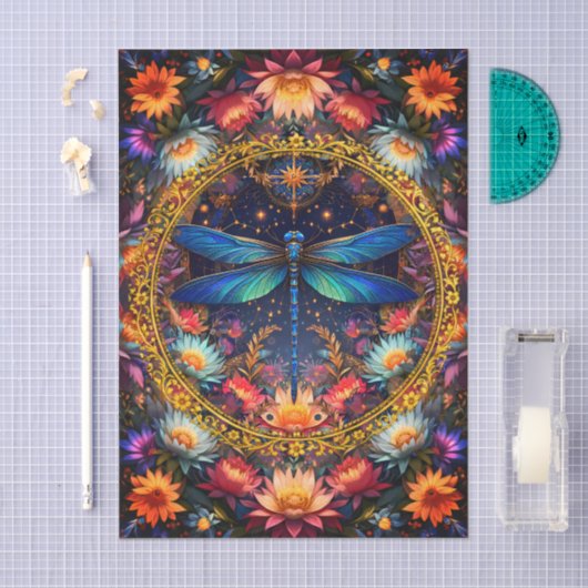 Colorful Whimsical Boho Dragonfly Decoupage 薄葉紙 (クラフト)