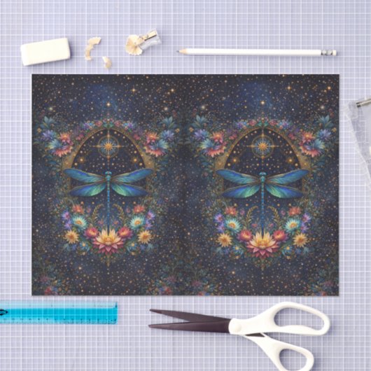 Colorful Whimsical Boho Dragonfly Decoupage 薄葉紙 (クラフト)