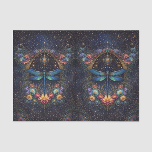 Colorful Whimsical Boho Dragonfly Decoupage 薄葉紙 (正面)