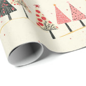 Colorful Whimsical Christmas Tree Pattern ラッピングペーパー (ロールコーナー)