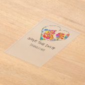 Colorful Whimsical Heart Save the Date アクリル招待状 (レイダウン)