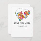 Colorful Whimsical Heart Save the Date セーブザデート (正面/裏面)