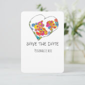 Colorful Whimsical Heart Save the Date セーブザデート (スタンド正面)