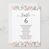 Colorful Whimsical Wildflower Wedding Table Number 招待状 (正面)