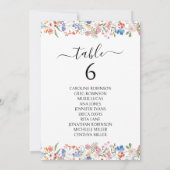 Colorful Whimsical Wildflower Wedding Table Number 招待状 (裏面)