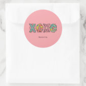 Colorful Whimsical "XOXO" Valentine's Day ラウンドシール (バッグ)