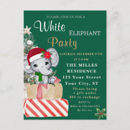 Colorful White Elephant Christmas Holiday Party  シーズンポストカード