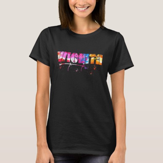 Colorful Wichita Lettering  Watercolor Wichita Tシャツ (正面)