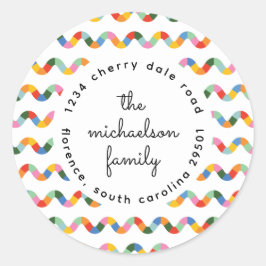 Colorful Wiggle Stripe Address ラウンドシール