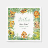 Colorful Wild One 1st Birthday Party Paper Napkins スタンダードカクテルナプキン (正面)