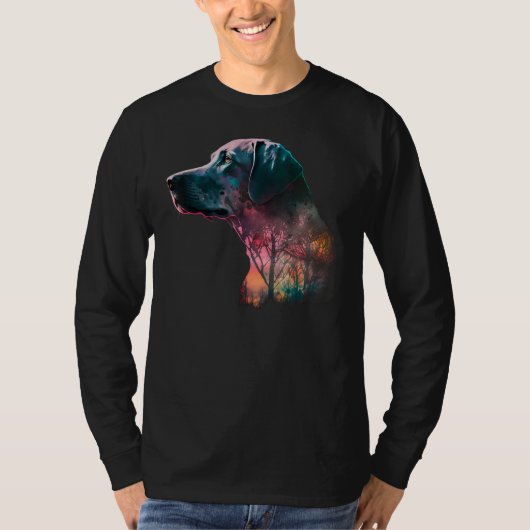 Colorful Wilderness Nature Weimaraner Reflection Tシャツ (正面)