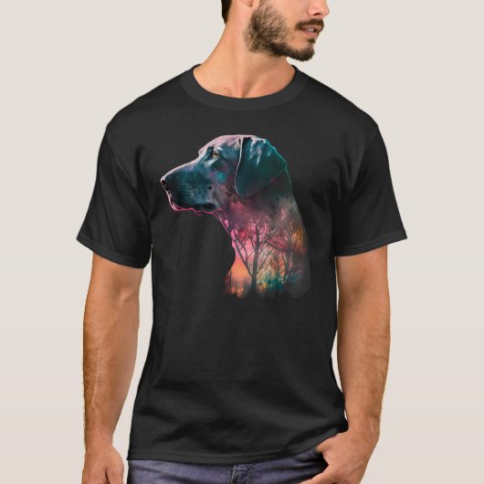 Colorful Wilderness Nature Weimaraner Reflection Tシャツ (正面)