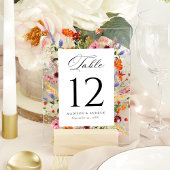 Colorful Wildflower Acrylic Wedding Table Number アクリル招待状
