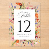 Colorful Wildflower Acrylic Wedding Table Number アクリル招待状 (正面)