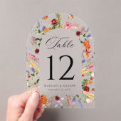Colorful Wildflower Arch Acrylic Table Number アクリル招待状 (インサイチュ (ポータブル))