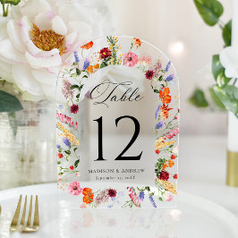 Colorful Wildflower Arch Acrylic Table Number アクリル招待状