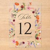 Colorful Wildflower Arch Acrylic Table Number アクリル招待状 (正面)