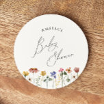 Colorful Wildflower Baby Shower ラウンドペーパーコースター<br><div class="desc">This colorful wildflower baby shower round paper coaster is perfect for your simple, whimsical, boho rainbow summer baby shower. The bright, enchanted pink, yellow, orange, and gold color florals give this product the feel of a minimalist, elegant, vintage hippie spring garden. The modern design is artsy and delicate, portraying a...</div>