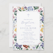 Colorful Wildflower Baptism Invitation for Girl 招待状 (正面)