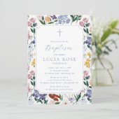 Colorful Wildflower Baptism Invitation for Girl 招待状 (スタンド正面)