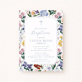 Colorful Wildflower Baptism Invitation for Girl 招待状