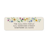 Colorful Wildflower Beige Return Address ラベル (正面)