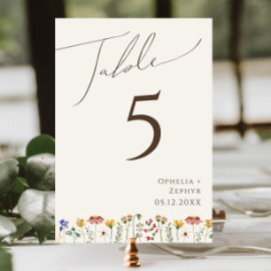 Colorful Wildflower Beige Table Number テーブルナンバー