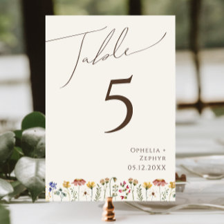 Colorful Wildflower | Beige Table Number テーブルナンバー