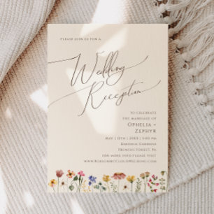Colorful Wildflower Beige Wedding Reception 招待状