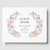Colorful Wildflower Boho Floral Wedding Guest Book ゲストブック (正面)