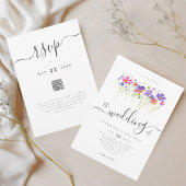 Colorful Wildflower Boho Wedding QR code 招待状