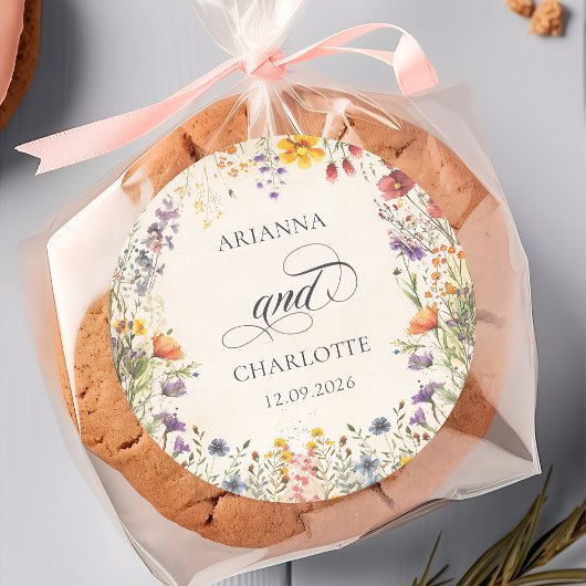Colorful Wildflower Botanical Wedding Sticker ラウンドシール