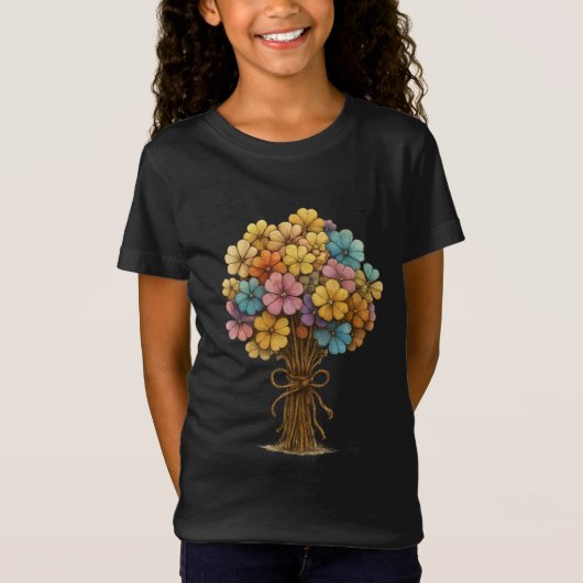 Colorful Wildflower Bouquet Whimsical Art Tシャツ (正面)