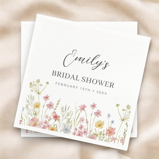Colorful Wildflower Bridal Shower In Bloom Garden スタンダードカクテルナプキン