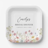 Colorful Wildflower Bridal Shower In Bloom Garden ペーパープレート (正面)