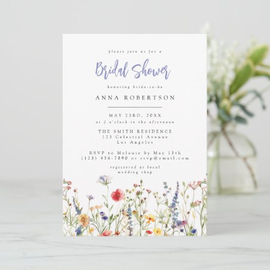 Colorful Wildflower Bridal Shower Invitation 招待状 (スタンド正面)