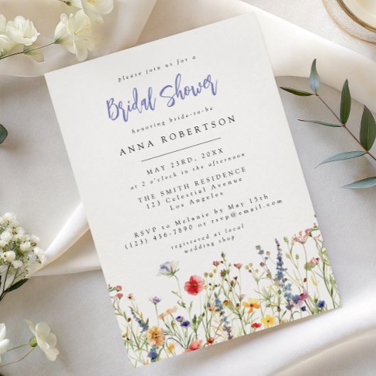 Colorful Wildflower Bridal Shower Invitation 招待状