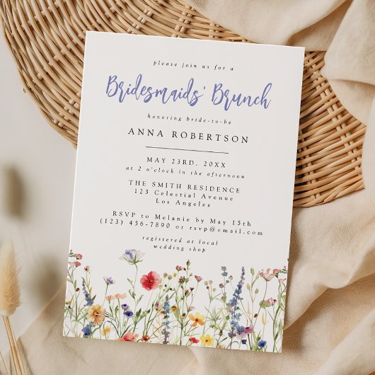 Colorful Wildflower Bridesmaids Brunch 招待状