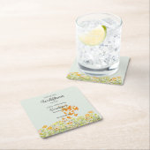 Colorful Wildflower Butterfly 1st Birthday スクエアペーパーコースター (インサイチュ)